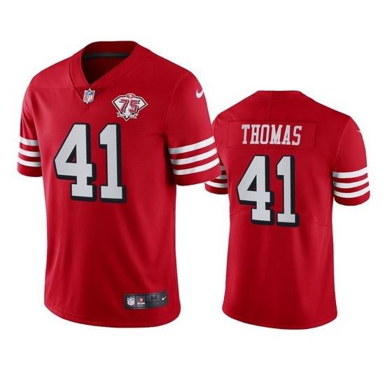 Nike San Francisco 49ers 41 Ambry Thomas Red Rush Men 75th Anniversary Stitched NFL Vapor Untouchable Limited Jersey