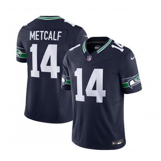 Men Seattle Seahawks 14 DK Metcalf 2023 F U S E  Navy Limited Stitched Football Jersey