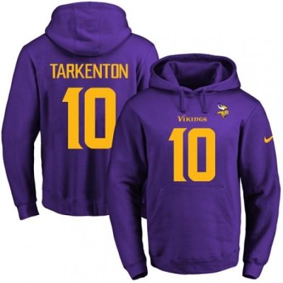 NFL Mens Nike Minnesota Vikings 10 Fran Tarkenton PurpleGold No Name Number Pullover Hoodie