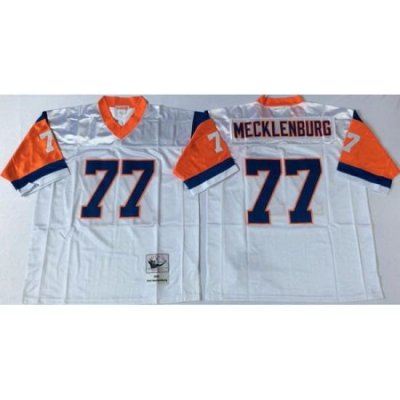 Mitchell And Ness Broncos #77 Karl Mecklenburg Mens white Throwback Stitched NFL Jersey