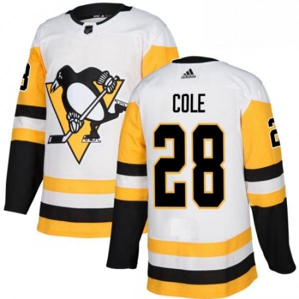 Mens Adidas Pittsburgh Penguins 28 Ian Cole Authentic White Away NHL Jersey