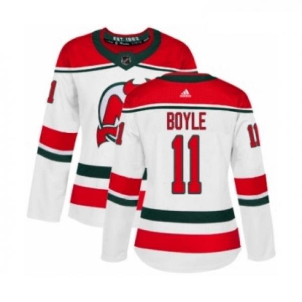 Womens Adidas New Jersey Devils 11 Brian Boyle Authentic White Alternate NHL Jersey