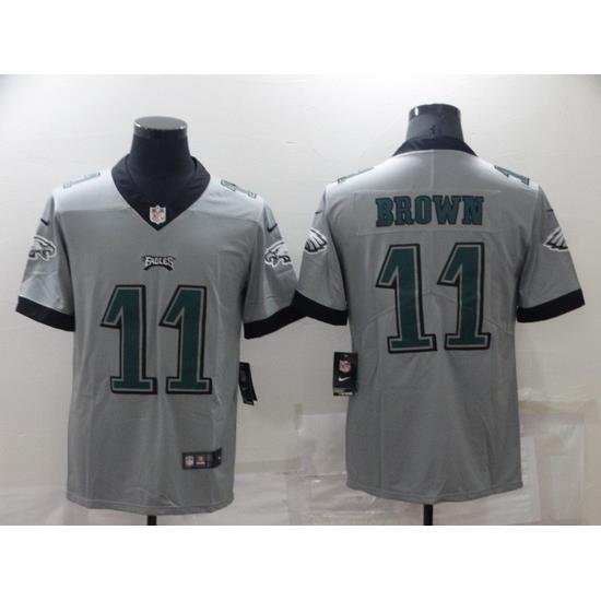 Men Philadelphia Eagles 11 A J Brown Grey Vapor Untouchable Limited Stitched jersey