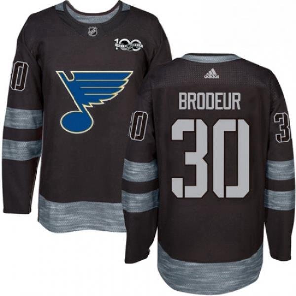 Mens Adidas St Louis Blues 30 Martin Brodeur Authentic Black 1917 2017 100th Anniversary NHL Jersey