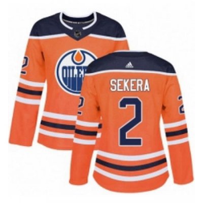 Womens Adidas Edmonton Oilers 2 Andrej Sekera Authentic Orange Home NHL Jersey