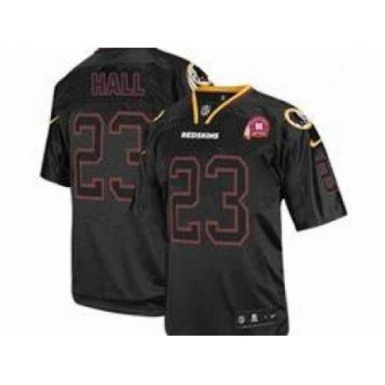 Nike Washington Redskins 23 DeAngelo Hall Black Elite 80TH Patch Lights Out NFL Jersey