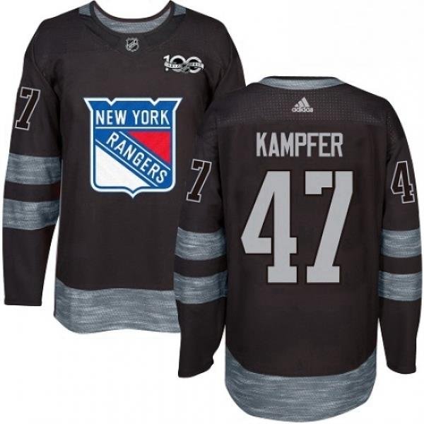 Mens Adidas New York Rangers 47 Steven Kampfer Authentic Black 1917 2017 100th Anniversary NHL Jersey