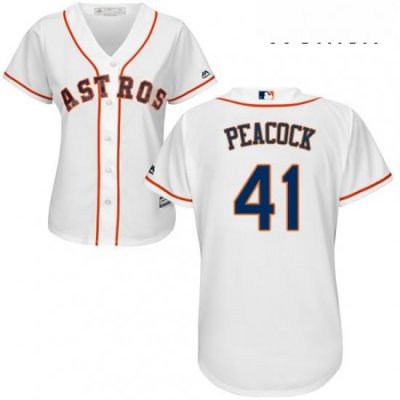 Womens Majestic Houston Astros 41 Brad Peacock Authentic White Home Cool Base MLB Jersey