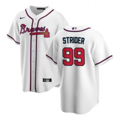 Men Atlanta Braves 99 Spencer Strider White Cool Base Stitched Baseball Jersey