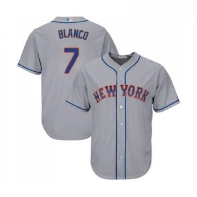 Mens NeW York Mets 7 Gregor Blanco Replica Grey Road Cool Base Baseball Jersey