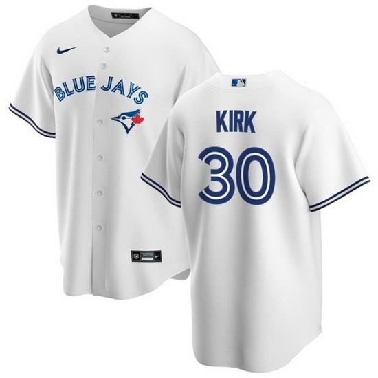 Men Toronto Blue Jays 30 Alejandro Kirk White Cool Base Stitched Jersey