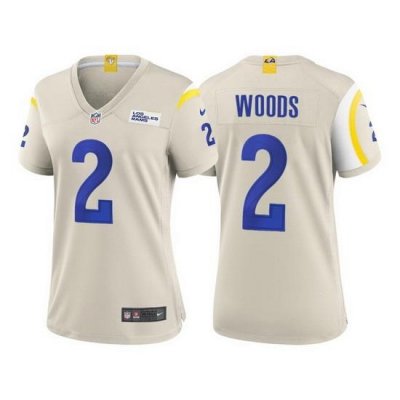 Women Los Angeles Rams 2 Robert Woods Vapor Limited Bone Jersey