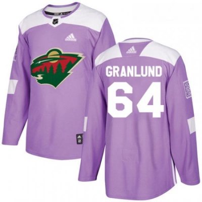 Youth Adidas Minnesota Wild 64 Mikael Granlund Authentic Purple Fights Cancer Practice NHL Jersey