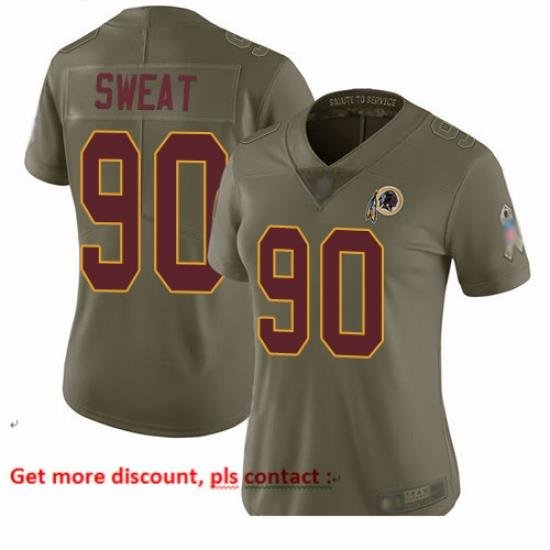 Redskins 90 Montez Sweat Olive Women Stitched Football Limited 2017 Salute to Service Jersey