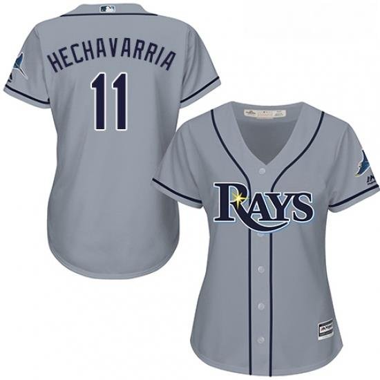 Womens Majestic Tampa Bay Rays 11 Adeiny Hechavarria Replica Grey Road Cool Base MLB Jersey