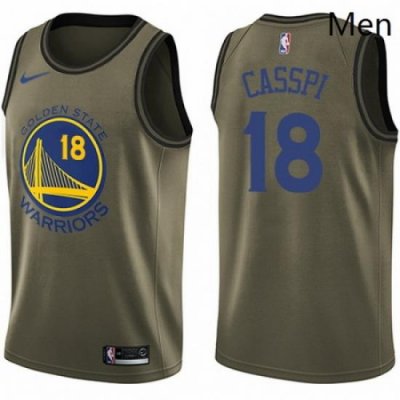 Mens Nike Golden State Warriors 18 Omri Casspi Swingman Green Salute to Service NBA Jersey