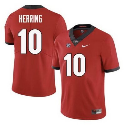 Men Georgia Bulldogs #10 Malik Herring College Football Jerseys Sale-Red