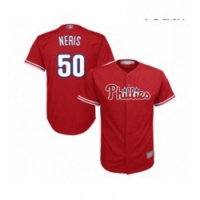 Youth Philadelphia Phillies 50 Hector Neris Replica Red Alternate Cool Base Baseball Jersey