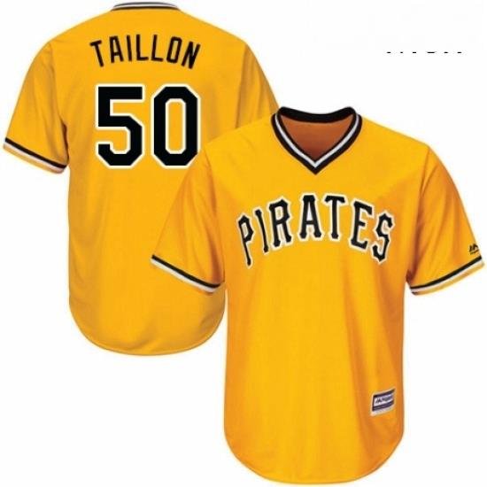 Mens Majestic Pittsburgh Pirates 50 Jameson Taillon Replica Gold Alternate Cool Base MLB Jersey