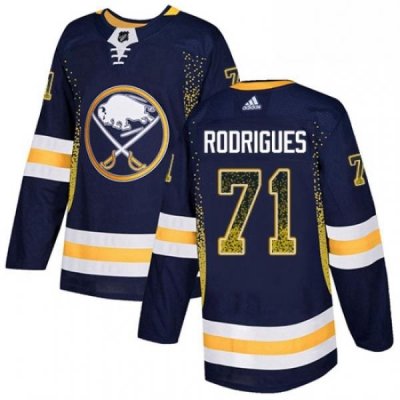 Mens Adidas Buffalo Sabres 71 Evan Rodrigues Authentic Navy Blue Drift Fashion NHL Jersey