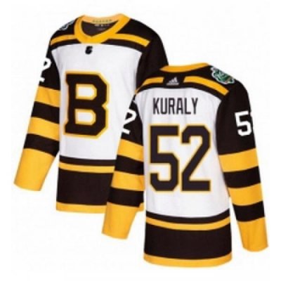 Youth Adidas Boston Bruins 52 Sean Kuraly Authentic White 2019 Winter Classic NHL Jersey