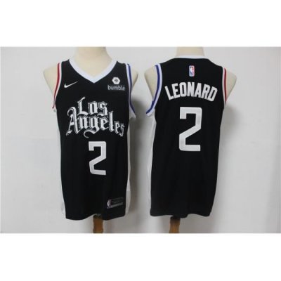 Men Los Angeles Clippers 2 Kawhi Leonard Black 2021 City Edition Nike Swin