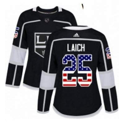 Womens Adidas Los Angeles Kings 25 Brooks Laich Authentic Black USA Flag Fashion NHL Jersey