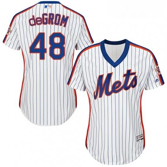 Womens Majestic New York Mets 48 Jacob deGrom Replica White Alternate Cool Base MLB Jersey