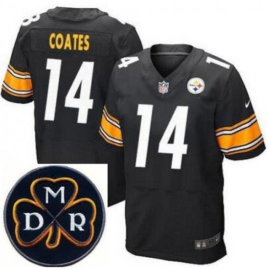 Men's Nike Pittsburgh Steelers #14 Sammie Coates Black Team Color Stitched NFL Elite MDR Dan Rooney Patch Jersey