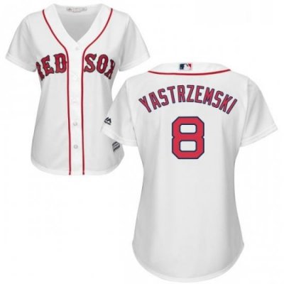 Womens Majestic Boston Red Sox 8 Carl Yastrzemski Replica White Home MLB Jersey