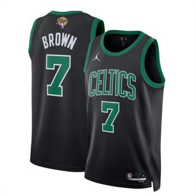 Men Boston Celtics 7 Jaylen Brown Black 2024 Finals Statement Edition Stitched Basketball Jersey