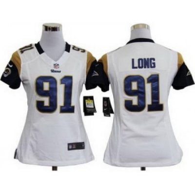 Women Nike St.Louis Rams 91# Chris Long White Nike NFL Jerseys