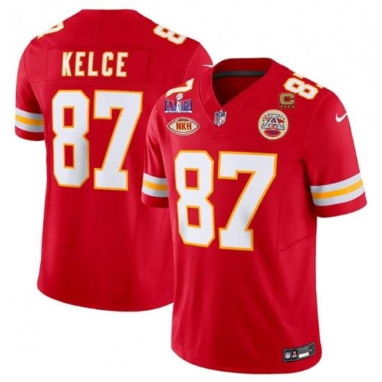 Men Kansas City Chiefs 87 Travis Kelce Red F U S E  With NKH Patch And Super Bowl LVIII Patch Vapor Untouchable Limited Stitched Football Jersey