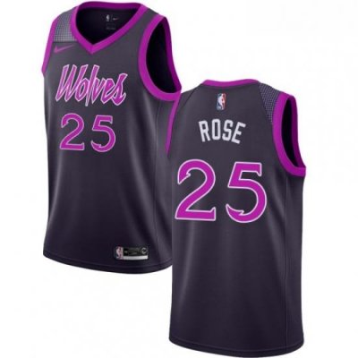 Mens Nike Minnesota Timberwolves 25 Derrick Rose Swingman Purple NBA Jersey City Edition