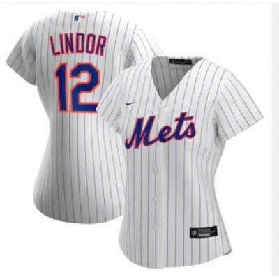 Women Nike NeW York Mets Francisco Lindor White Cool Base Stitched Jersey