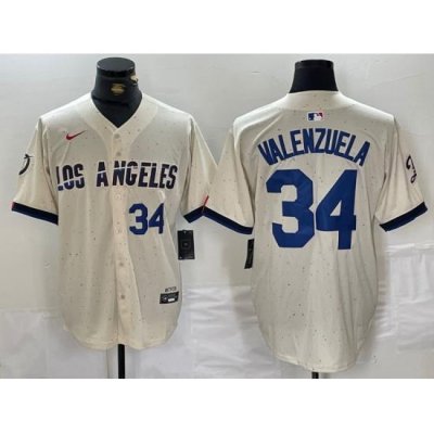 Men Los Angeles Dodgers 34 Toro Valenzuela Cream Stitched Baseball Jersey 7