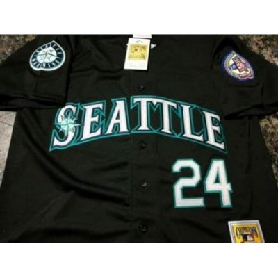 Men Seattle Mariners ken griffey Jr 24 Black MLB jersey ThroWback