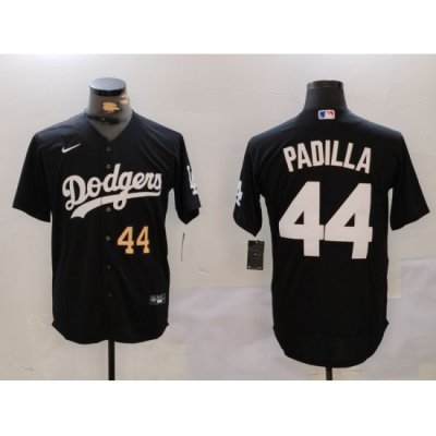 Men Los Angeles Dodgers 44 Vicente Padilla Black Cool Base Stitched Baseball Jersey 2