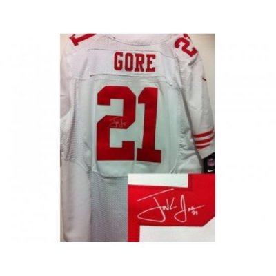 Nike San Francisco 49ers 21 Frank Gore White Elite Signed NFL Jersey