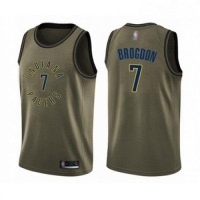 Mens Indiana Pacers 7 Malcolm Brogdon Swingman Green Salute to Service Basketball Jersey