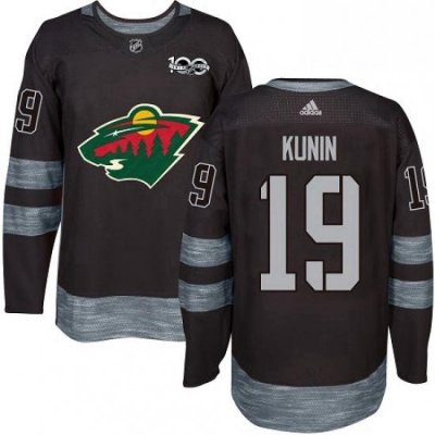 Mens Adidas Minnesota Wild 19 Luke Kunin Premier Black 1917 2017 100th Anniversary NHL Jersey