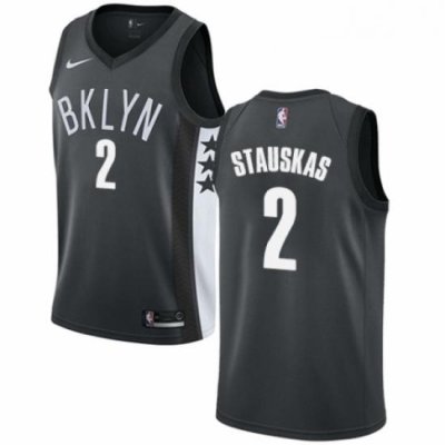 Youth Nike Brooklyn Nets 2 Nik Stauskas Authentic Gray NBA Jersey Statement Edition