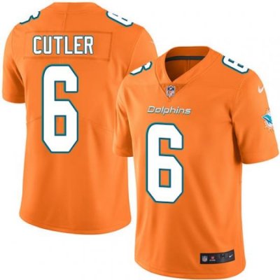 Nike Dolphins #6 Jay Cutler Orange Mens Stitched NFL Limited Rush Jersey