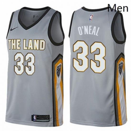 Mens Nike Cleveland Cavaliers 33 Shaquille ONeal Swingman Gray NBA Jersey City Edition