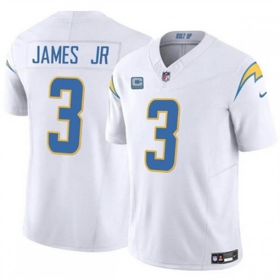 Men Los Angeles Chargers 3 Derwin James Jr  White 2024 F U S E  With 4 Star C Patch Vapor Untouchable Limited Stitched Jersey