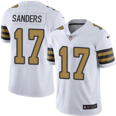 Nike Saints 17 Emmanuel Sanders White Men Stitched NFL Limited Rush Jersey