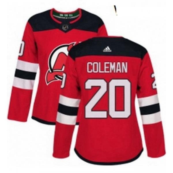 Womens Adidas New Jersey Devils 20 Blake Coleman Authentic Red Home NHL Jersey