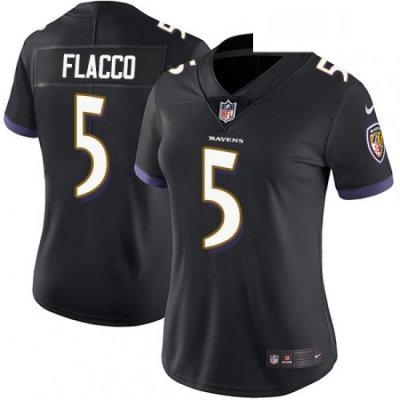 Womens Nike Baltimore Ravens 5 Joe Flacco Elite Black Alternate NFL Jersey