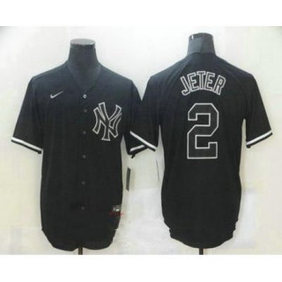 Men NeW York Yankees 2 Derek Jeter Black Fashion Stitched MLB Nike Cool Base Jersey