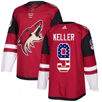 Mens Adidas Arizona Coyotes 9 Clayton Keller Authentic Red USA Flag Fashion NHL Jersey